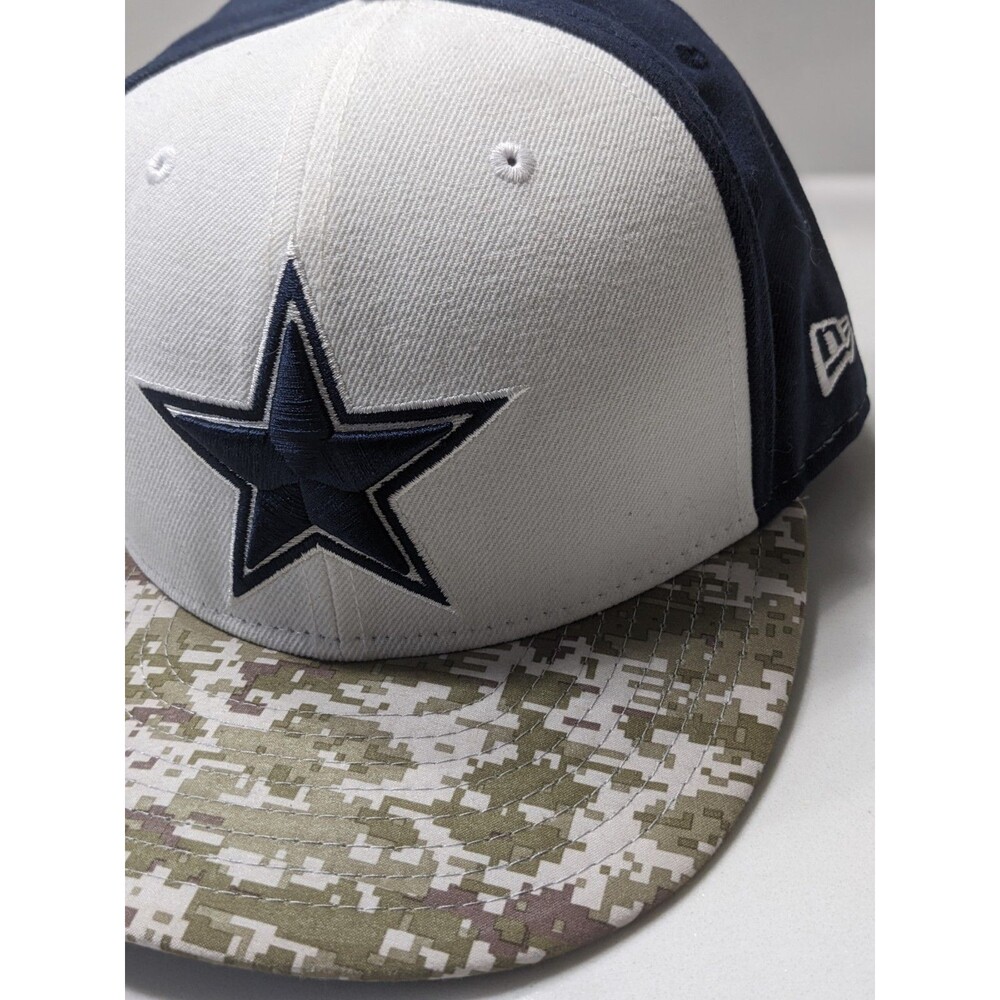 Dallas Cowboys New Era Salute To Service 59FIFTY Fitted Hat 7 1/2 Blue Camo - Picture 2 of 11